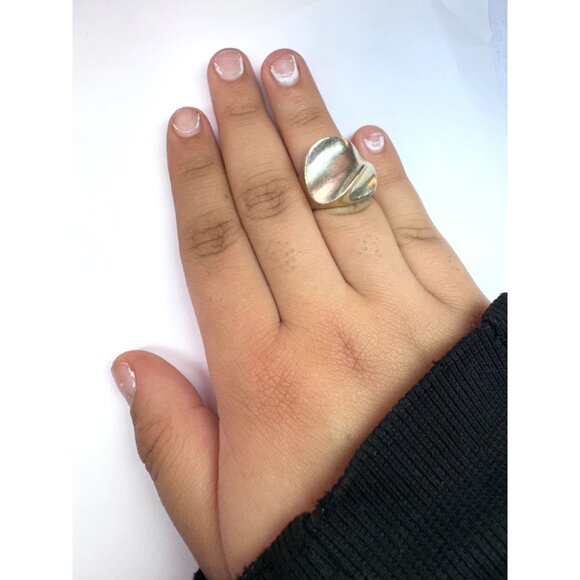 Vintage Mexico Modernist Sculptural Wave Ring Sterling Silver 925 Size 7 16.6g - Picture 8 of 10